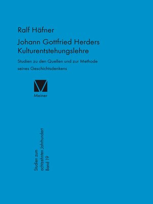 cover image of Johann Gottfried Herders Kulturentstehungslehre
